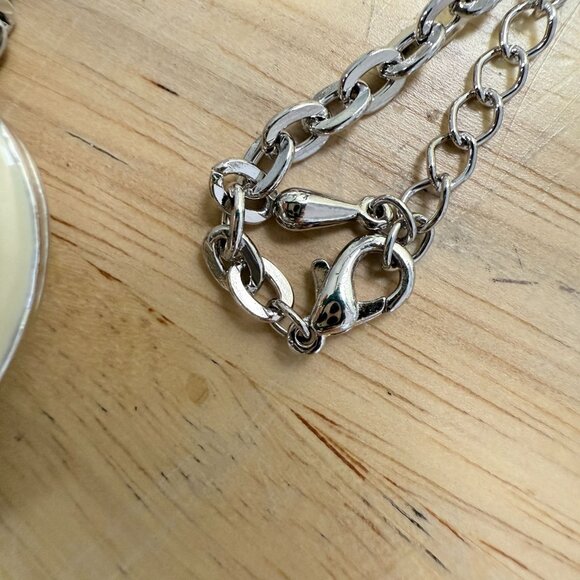 Juicy Couture Black & White Heart Pendant Necklace With Rhinestones On Silver - Picture 9 of 10